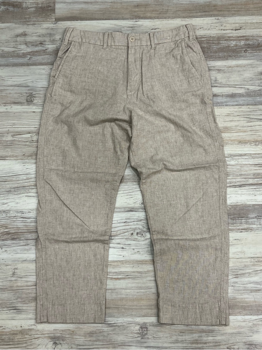 Abercrombie & Fitch Men's Khaki-Tone Linen Blend Chinos